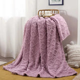 Ruched Faux Fur Throw Blanket Double Sided Cozy Reversible Design