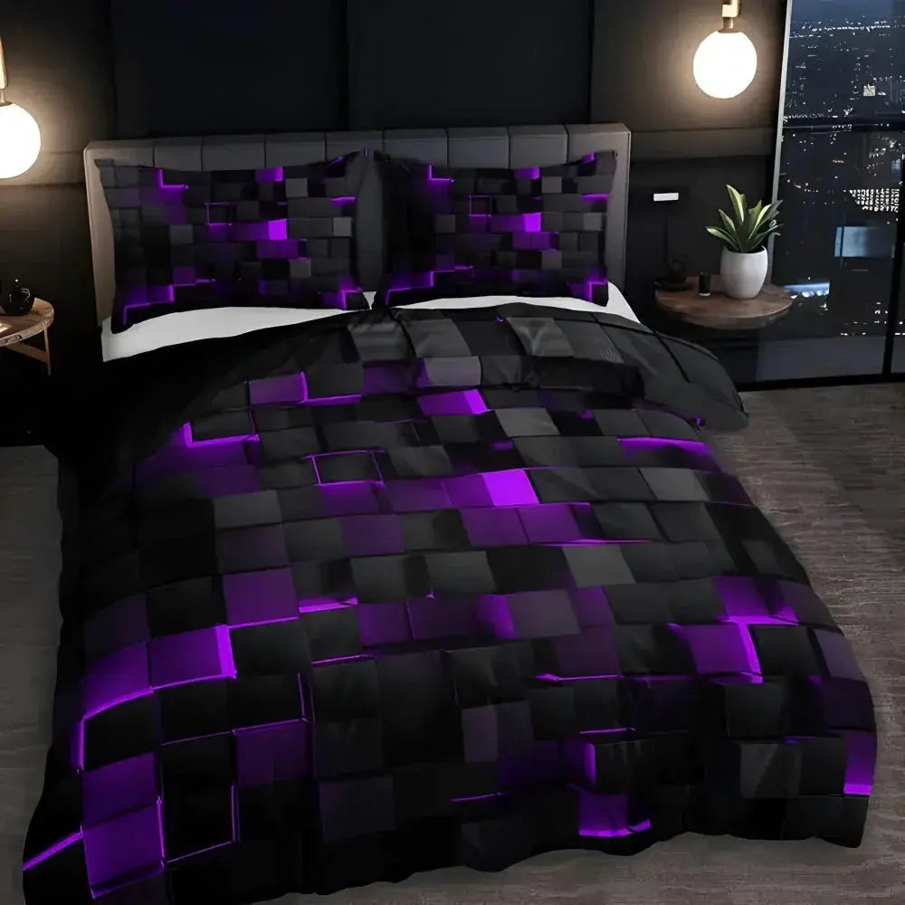 Modern Geometric Comforter Bedding Set with Quilt and 2 Pillowcases