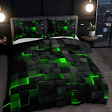 Modern Geometric Comforter Bedding Set with Quilt and 2 Pillowcases