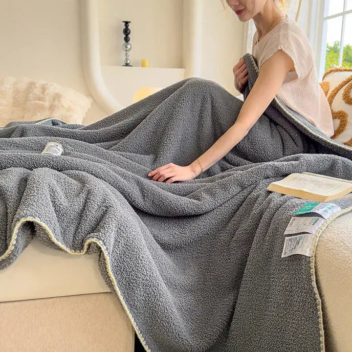 Double Thick Lamb Plush Bed Throw Blanket for Winter Warmth