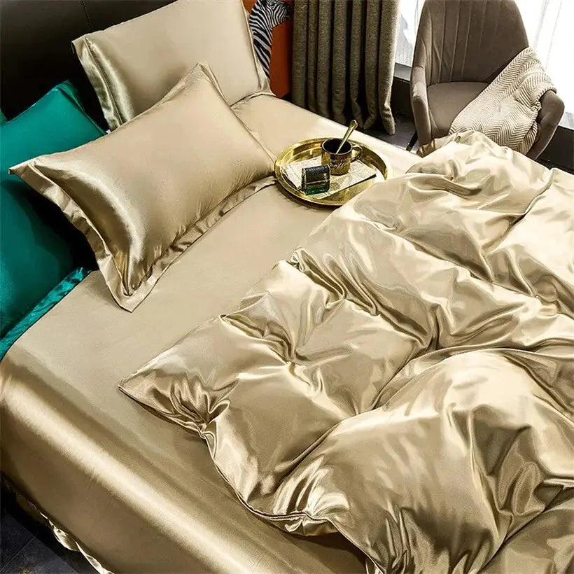Mulberry Silk Bedding Set with Duvet Cover Sheet and Pillowcases
