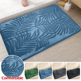 Leaf Embossed Memory Foam Bath Rug Non-Slip Bathroom Bedroom Floor Mat