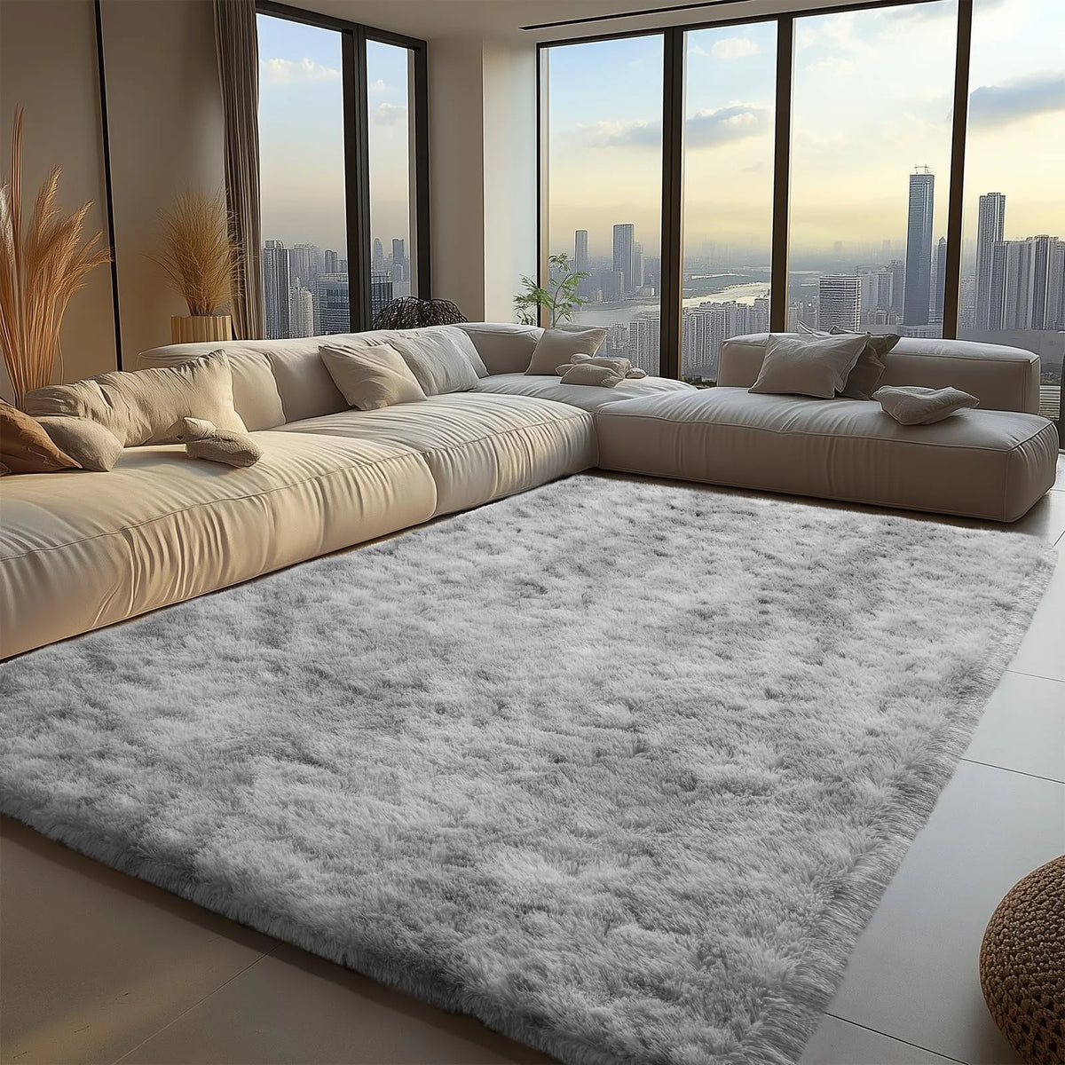 VIKAMA Fluffy Slip-Resistant Area Rug for Living Room Bedroom Bathroom