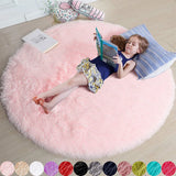 Fluffy Round Area Rug for Kids Girls Bedroom Nursery Playroom Floor