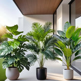 3pcs Large Artificial Areca Palm Plant with 36 Leaves Tropical Potted Plants Suitable for Indoor Garden Decoration Potted Plant