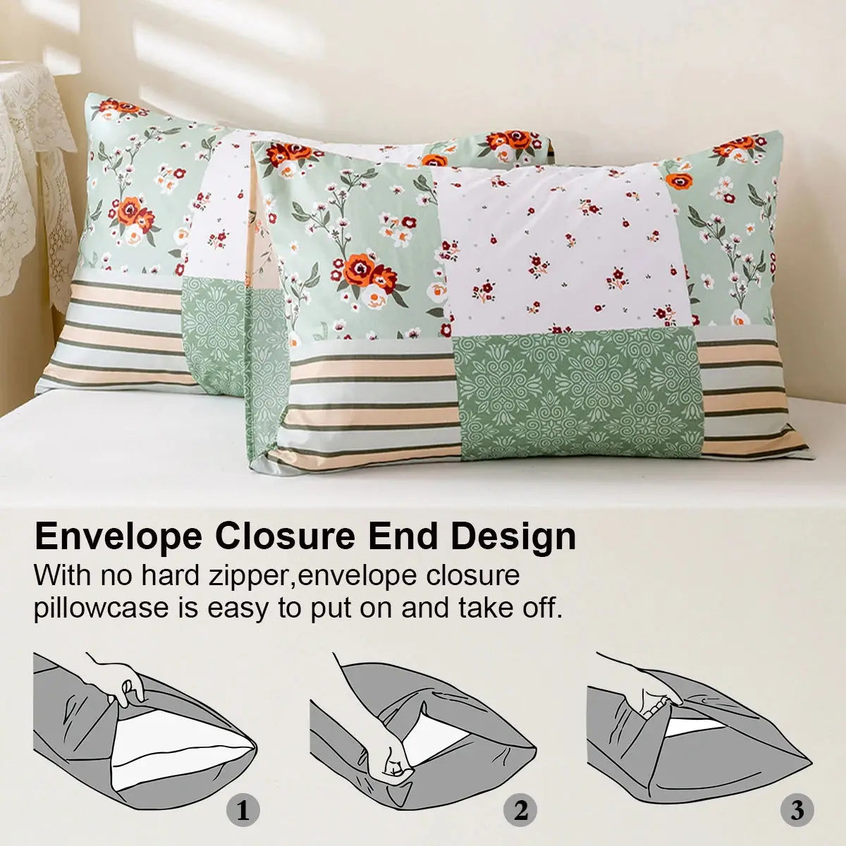 Floral Splice Duvet Set 3 Piece Bedroom Bedding Decor
