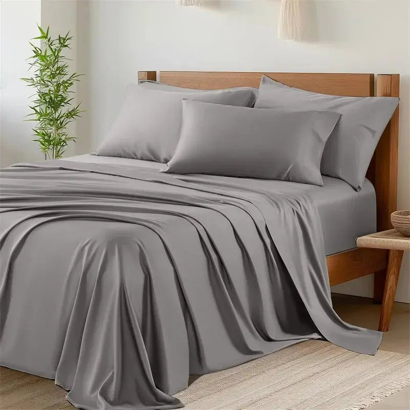 Luxury Bamboo Bed Sheets Set Soft Breathable 4 Piece Bedding