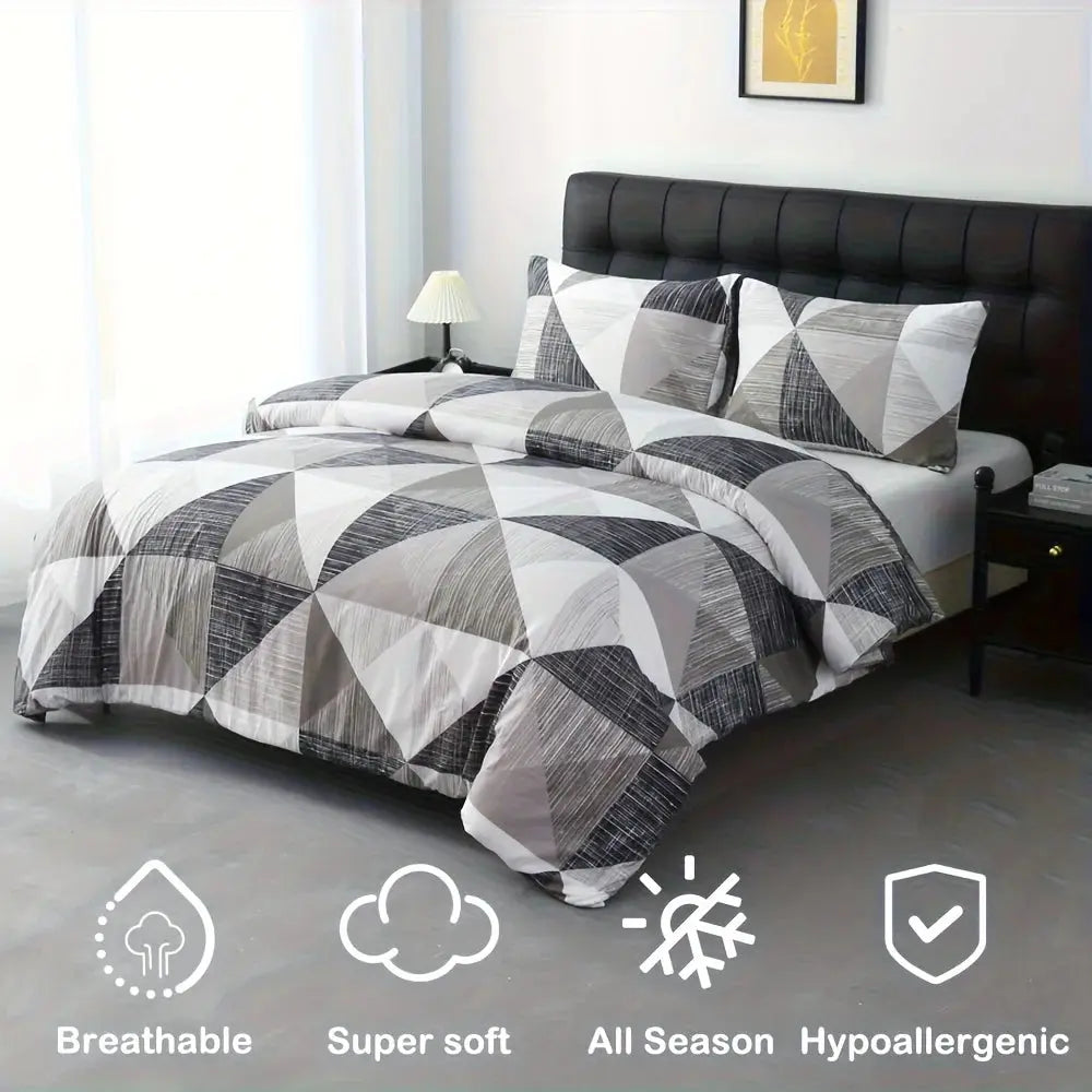 Abstract Duvet Cover Set 3 Piece Modern Bedroom Bedding