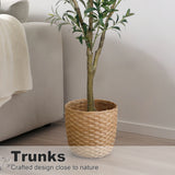Olive Trees Artificial Indoor, 5.25/6/7FT Tall Faux Olive Tree with Black Pot, Artificial Plants with Natural Wood Trunk and Lifelike Fruits for Home Office Decor