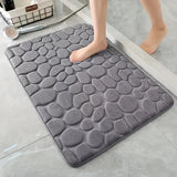 3D Cobblestone Embossed Memory Foam Bath Mat Non-Slip Quick Dry Rug