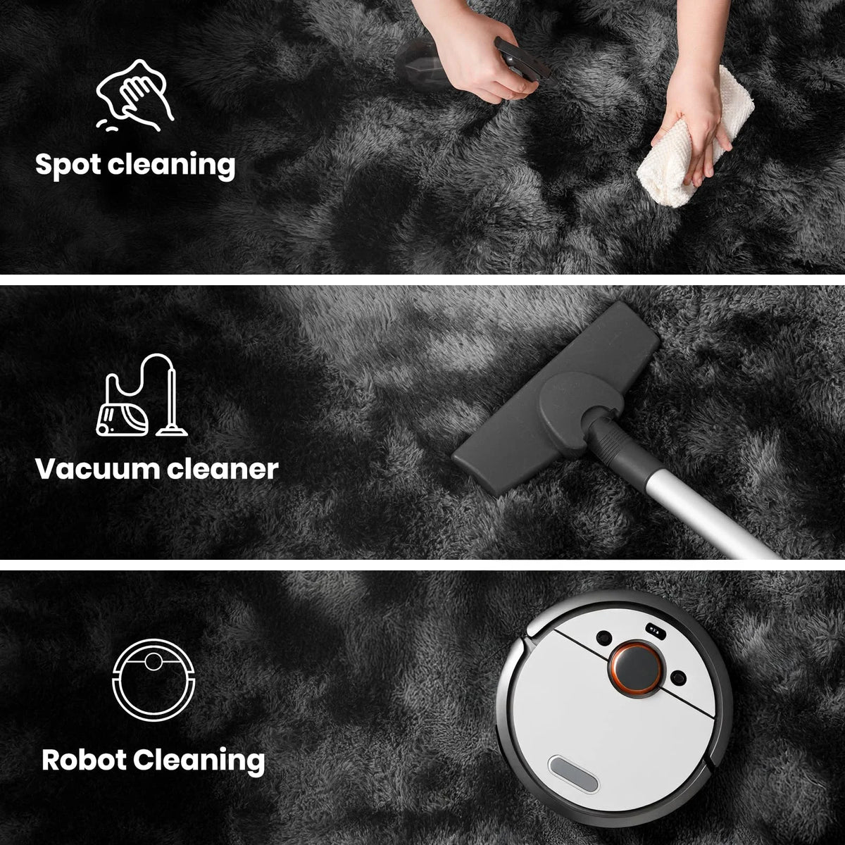VIKAMA Fluffy Slip-Resistant Area Rug for Living Room Bedroom Bathroom