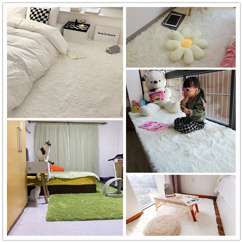 Fluffy Faux Fur Hall Carpet for Living Room Bedroom Kids Room Dorm