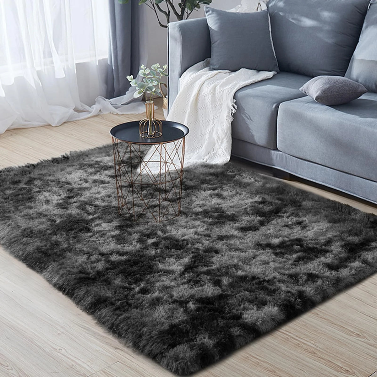 VIKAMA Fluffy Slip-Resistant Area Rug for Living Room Bedroom Bathroom