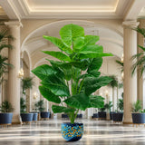 One Pcs 100cm Lifelike Artificial Palm Tree with 18 Leaves - Vibrant Green Faux Plant for Home Spring Decor Weddings Gardens
