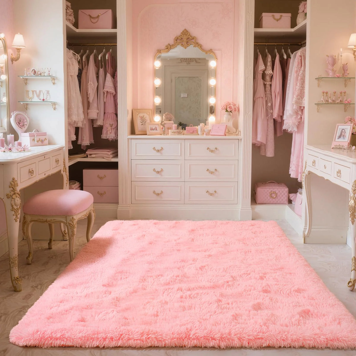 VIKAMA Fluffy Slip-Resistant Area Rug for Living Room Bedroom Bathroom