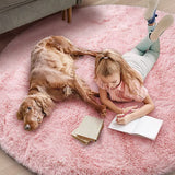 Fluffy Round Area Rug for Kids Girls Bedroom Nursery Playroom Floor