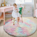 Fluffy Round Area Rug for Kids Girls Bedroom Nursery Playroom Floor