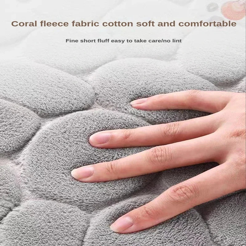 3D Cobblestone Embossed Memory Foam Bath Mat Non-Slip Quick Dry Rug