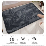 Leaf Embossed Memory Foam Bath Rug Non-Slip Bathroom Bedroom Floor Mat