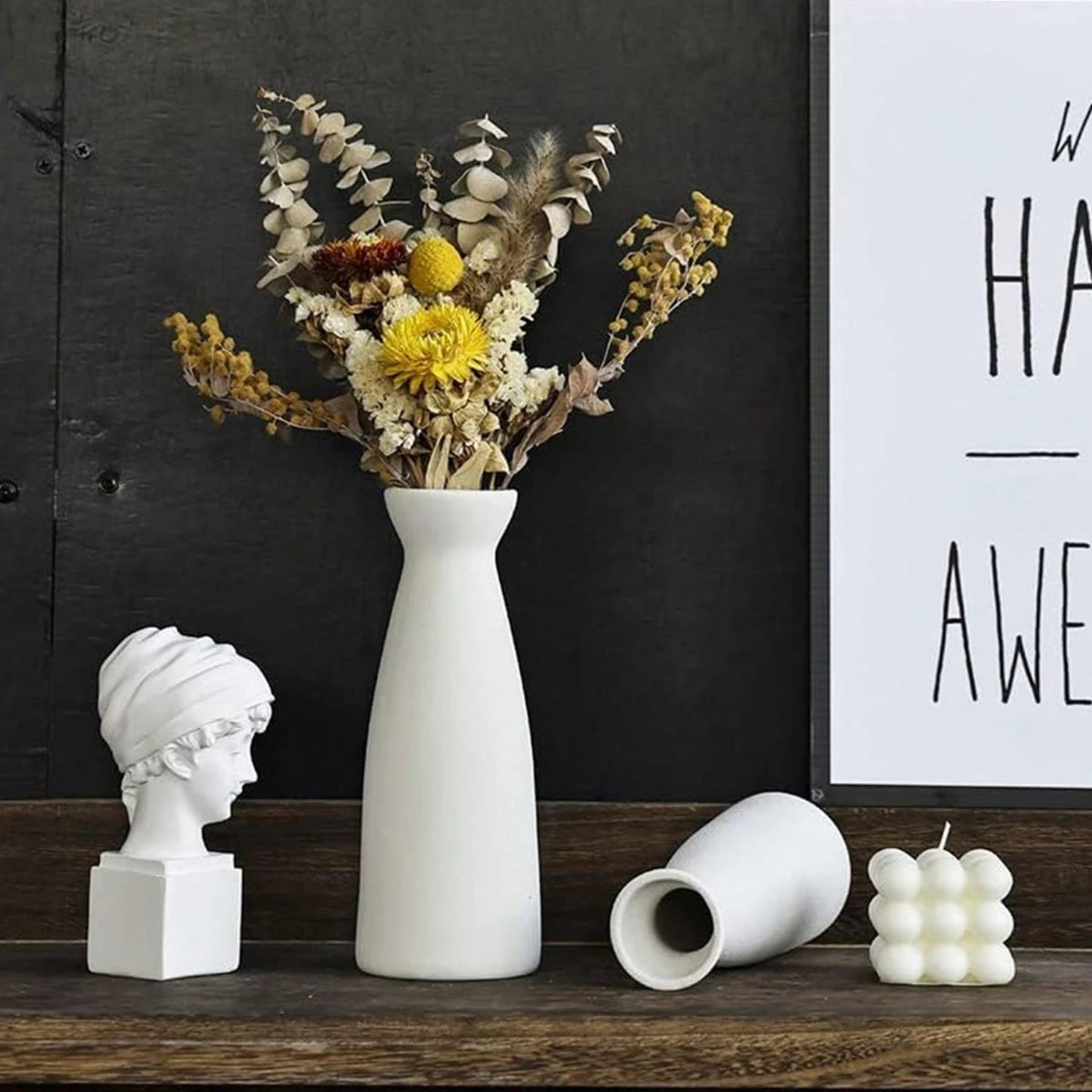 3pcs Bohemian Ceramic Vase Set, Modern Bohemian Farmhouse Home Decoration Vase, Living Room, Bookshelf, Dining Table Decoration