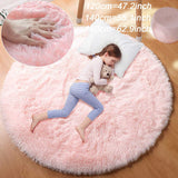 Fluffy Round Area Rug for Kids Girls Bedroom Nursery Playroom Floor