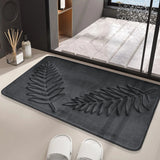Leaf Embossed Memory Foam Bath Rug Non-Slip Bathroom Bedroom Floor Mat