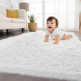 VIKAMA Fluffy Slip-Resistant Area Rug for Living Room Bedroom Bathroom
