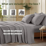 Luxury Bamboo Bed Sheets Set Soft Breathable 4 Piece Bedding