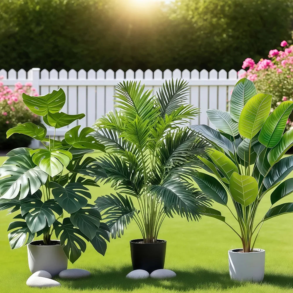 3pcs Large Artificial Areca Palm Plant with 36 Leaves Tropical Potted Plants Suitable for Indoor Garden Decoration Potted Plant