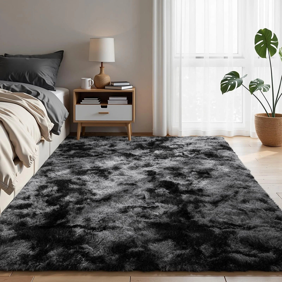VIKAMA Fluffy Slip-Resistant Area Rug for Living Room Bedroom Bathroom