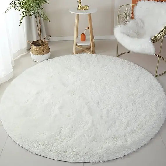 Fluffy Round Area Rug for Kids Girls Bedroom Nursery Playroom Floor