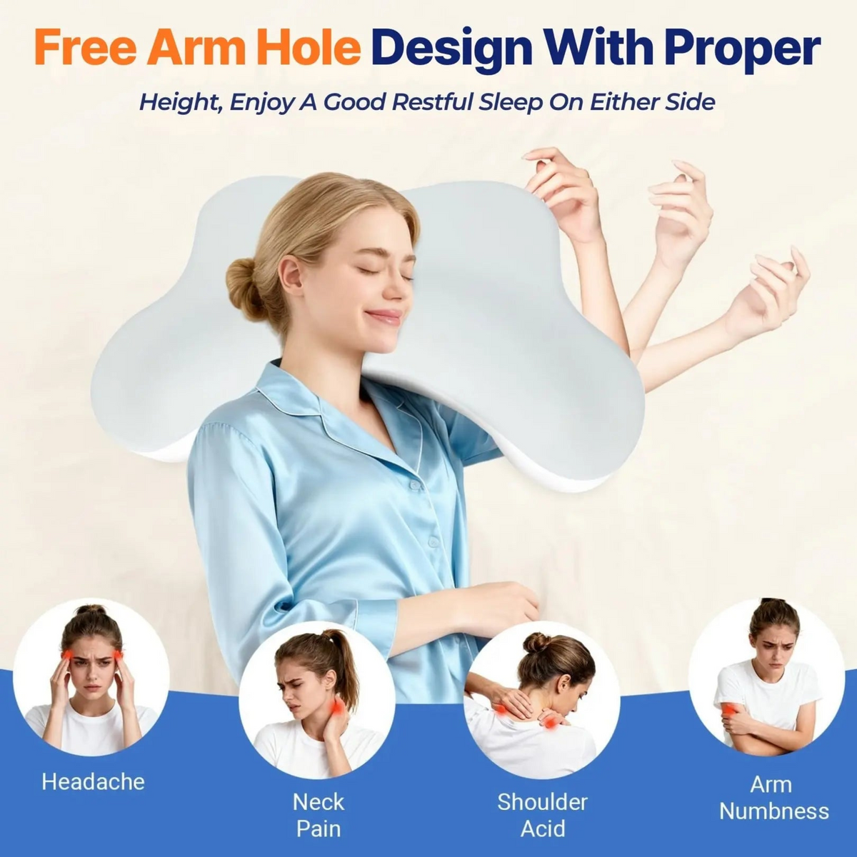 Side Sleeper Arm Pillow with Ergonomic Foam Support Design