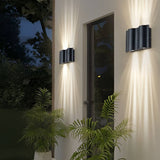 Wavy Black LED Up Down Outdoor Wall Sconce for Porch Patio Villa