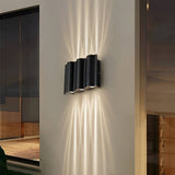 Wavy Black LED Up Down Outdoor Wall Sconce for Porch Patio Villa