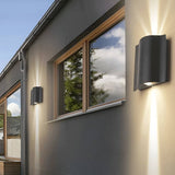 Wavy Black LED Up Down Outdoor Wall Sconce for Porch Patio Villa