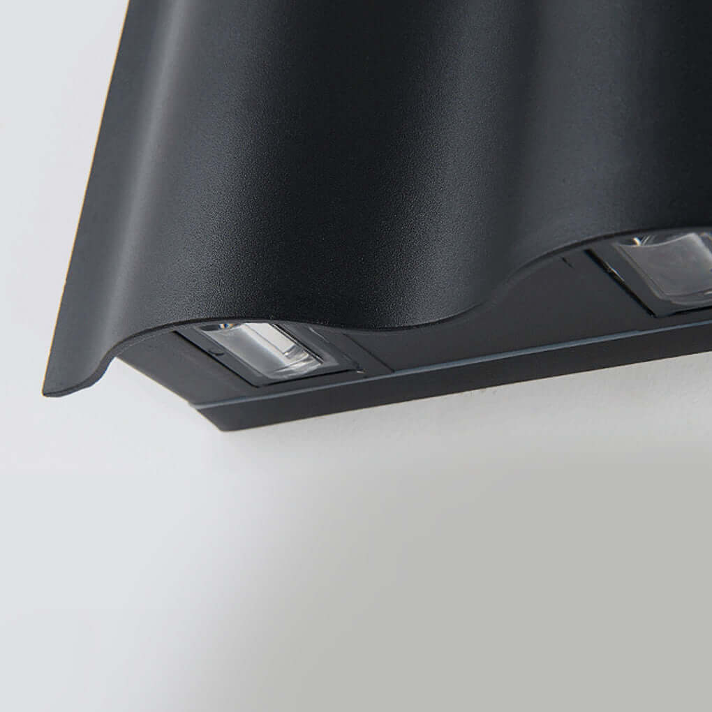Wavy Black LED Up Down Outdoor Wall Sconce for Porch Patio Villa