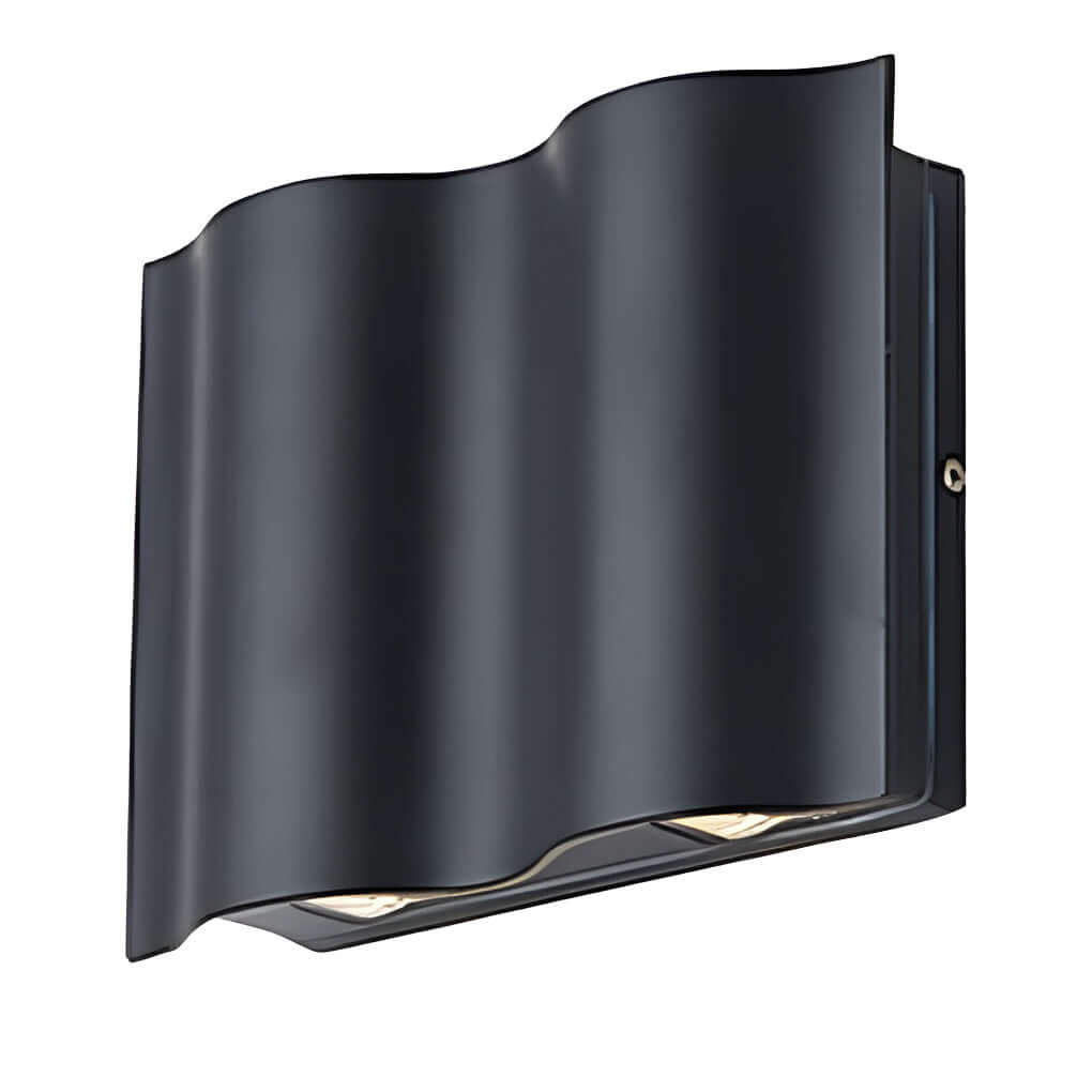 Wavy Black LED Up Down Outdoor Wall Sconce for Porch Patio Villa