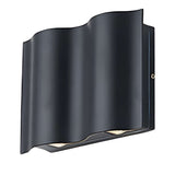 Wavy Black LED Up Down Outdoor Wall Sconce for Porch Patio Villa