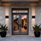 Wavy Black LED Up Down Outdoor Wall Sconce for Porch Patio Villa