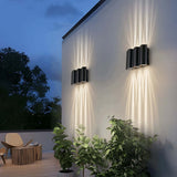 Wavy Black LED Up Down Outdoor Wall Sconce for Porch Patio Villa