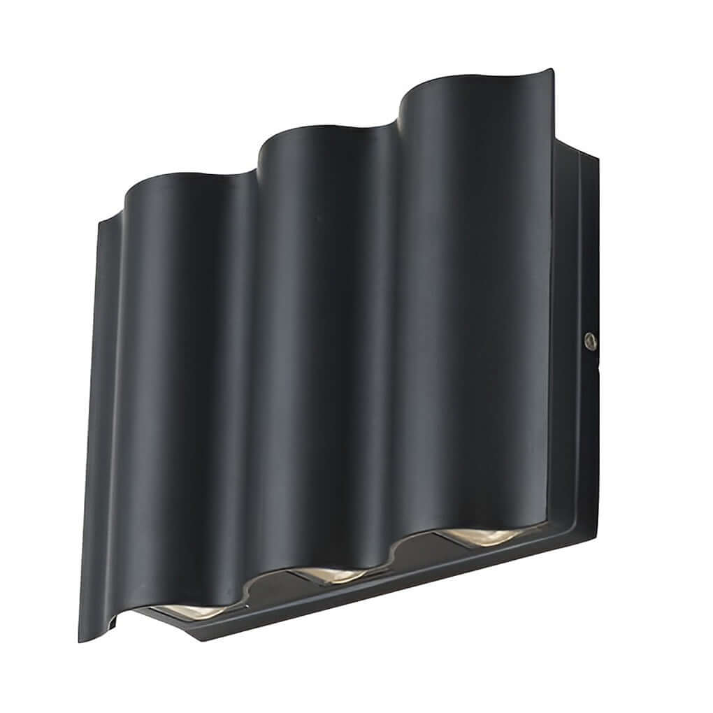 Wavy Black LED Up Down Outdoor Wall Sconce for Porch Patio Villa