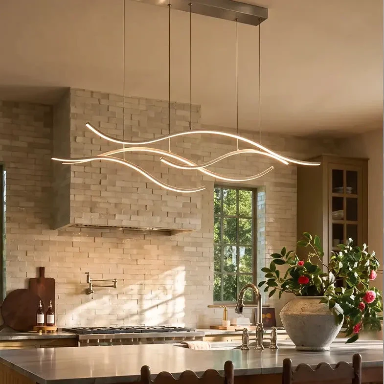 Curved LED Pendant Light Wavy LED Metal Ceiling Light