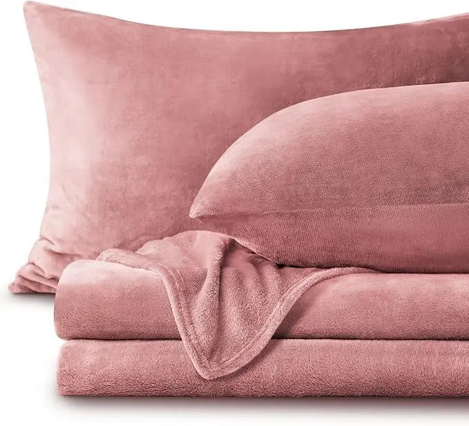 Flannel Fleece Bedding Set Sheet and Pillowcases Cozy Warm