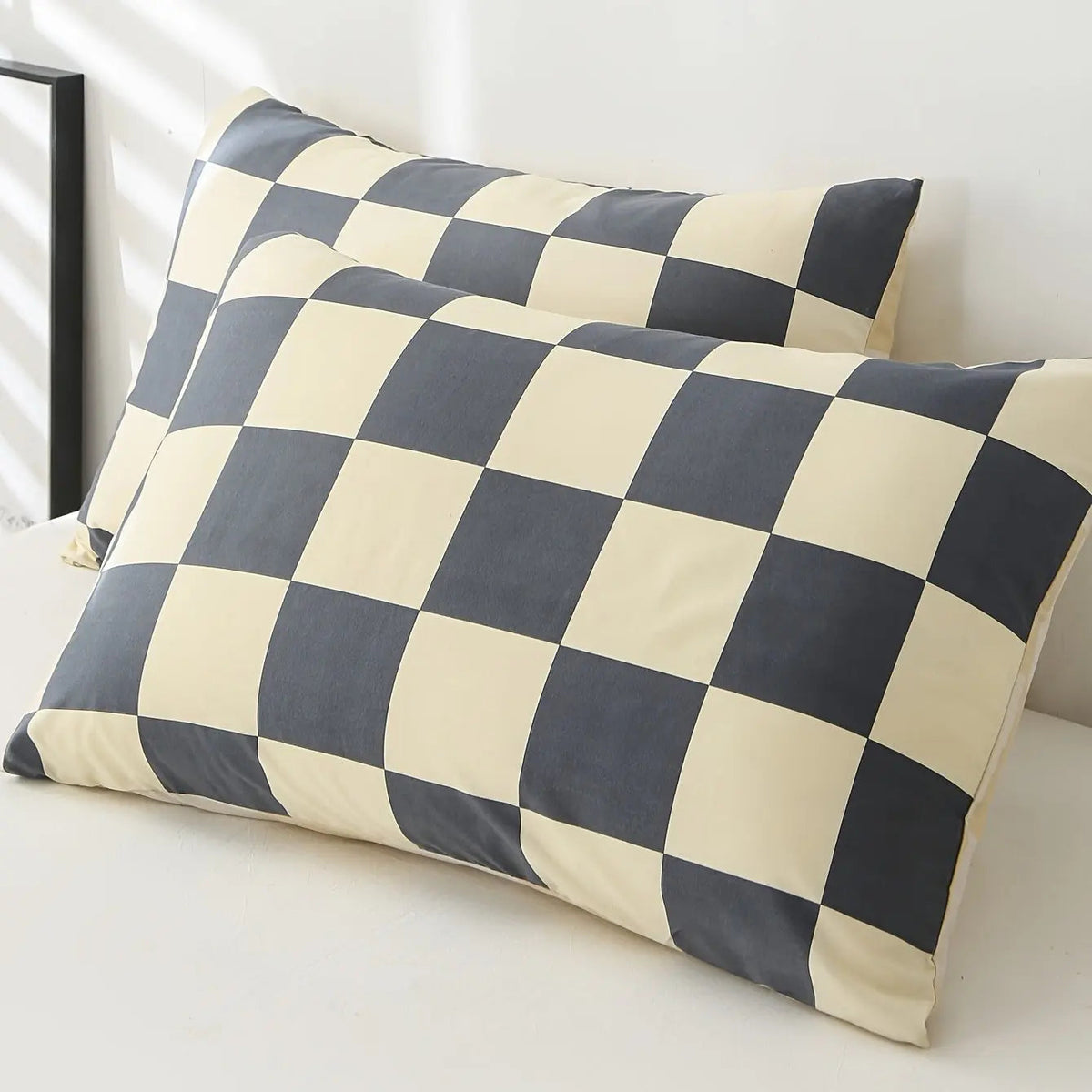 Checkered Bedding Set Soft Duvet Cover Breathable Bedroom