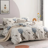 Botanical Bedding Set 4 Piece Cotton Reversible Print Decor