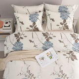 Botanical Bedding Set 4 Piece Cotton Reversible Print Decor