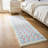 Geometric Flocked Bath Mat with Anti Slip Base for Bathroom