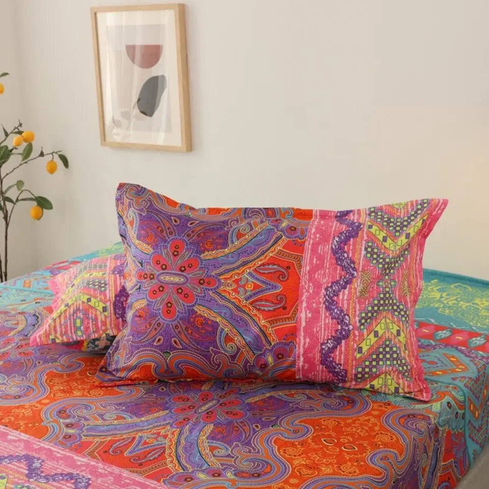 Boho Fitted Sheet Soft Printed Breathable Bedroom Bedding