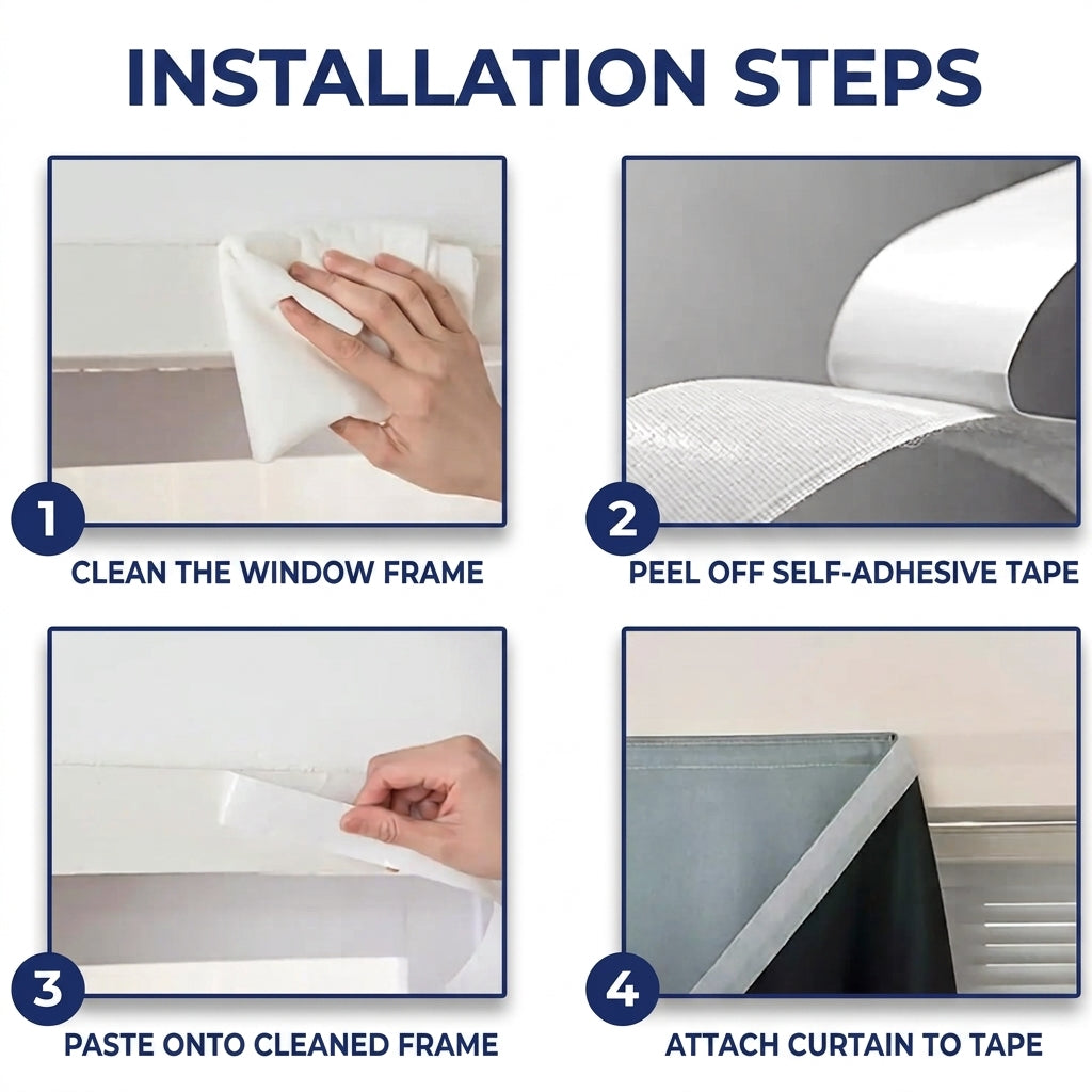 Self Adhesive Portable Blackout Curtain for Bedroom and Travel