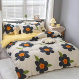 Botanical Bedding Set 4 Piece Cotton Reversible Print Decor